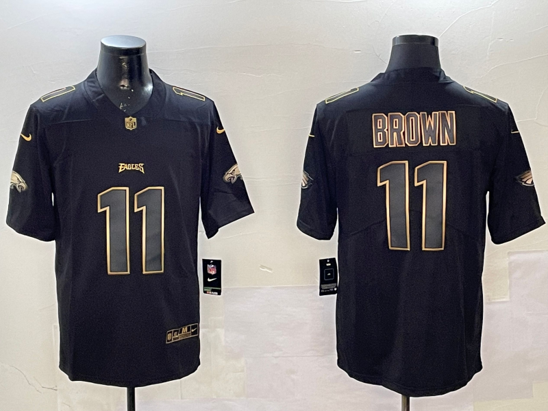 Men Philadelphia Eagles #11 Brown black 2025 Nike NFL jersey style 005